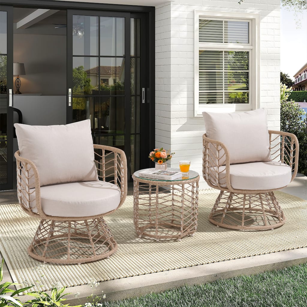 360-degree Swivel Outdoor Chair Set of 3