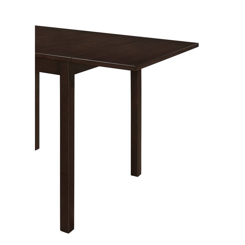 Wood Rectangular Dining Table With Drop Leaf in Cappuccino
