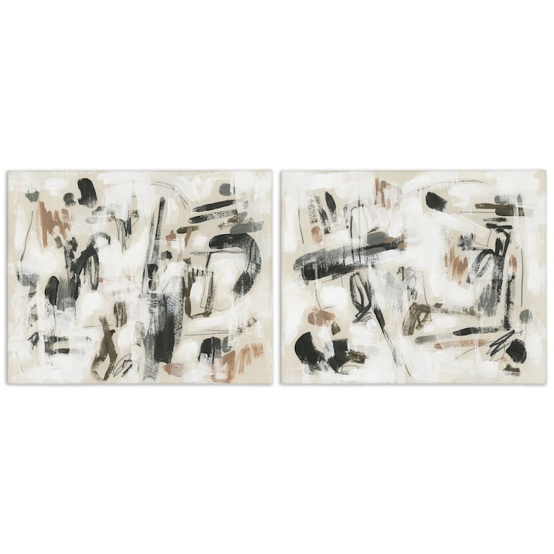 Stupell Neutral Earth Tones Abstraction Canvas Wall Art Design By June Erica Vess (Set of 2) - 20 x 16