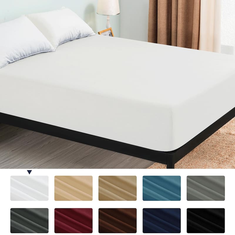 Subrtex Premium Microfiber 15-inch Deep Pocket Fitted Sheet - Twin - White