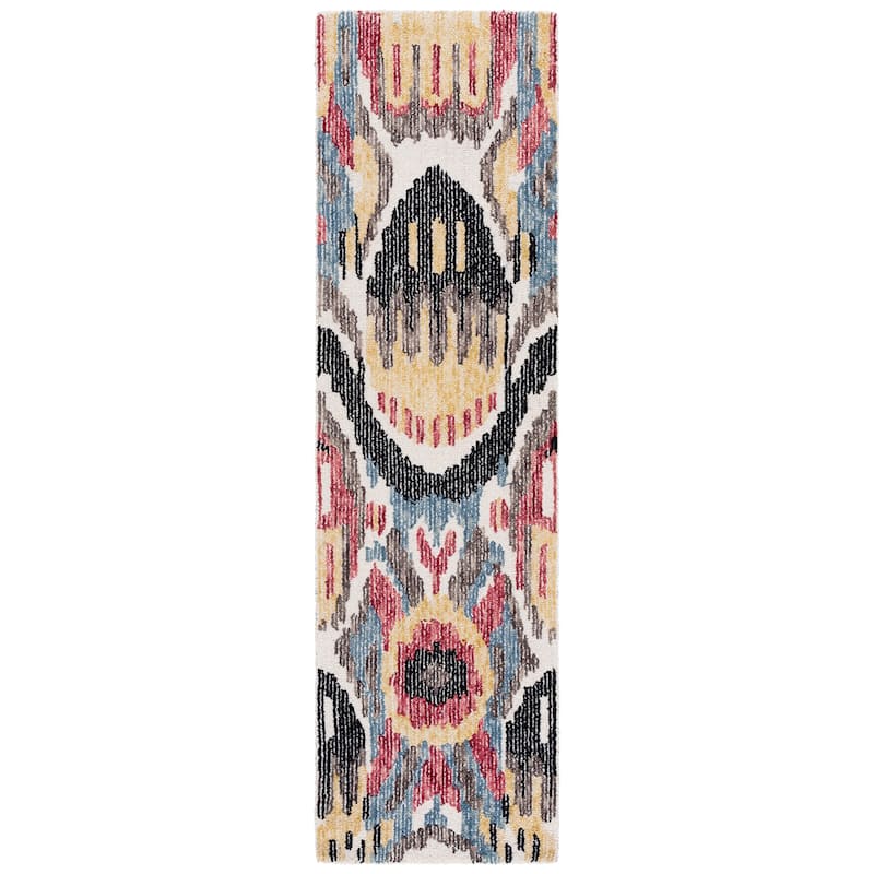 SAFAVIEH Handmade Ikat Ainoriitta Bohemian Wool Rug - 2'3" x 8' Runner - Black/Red