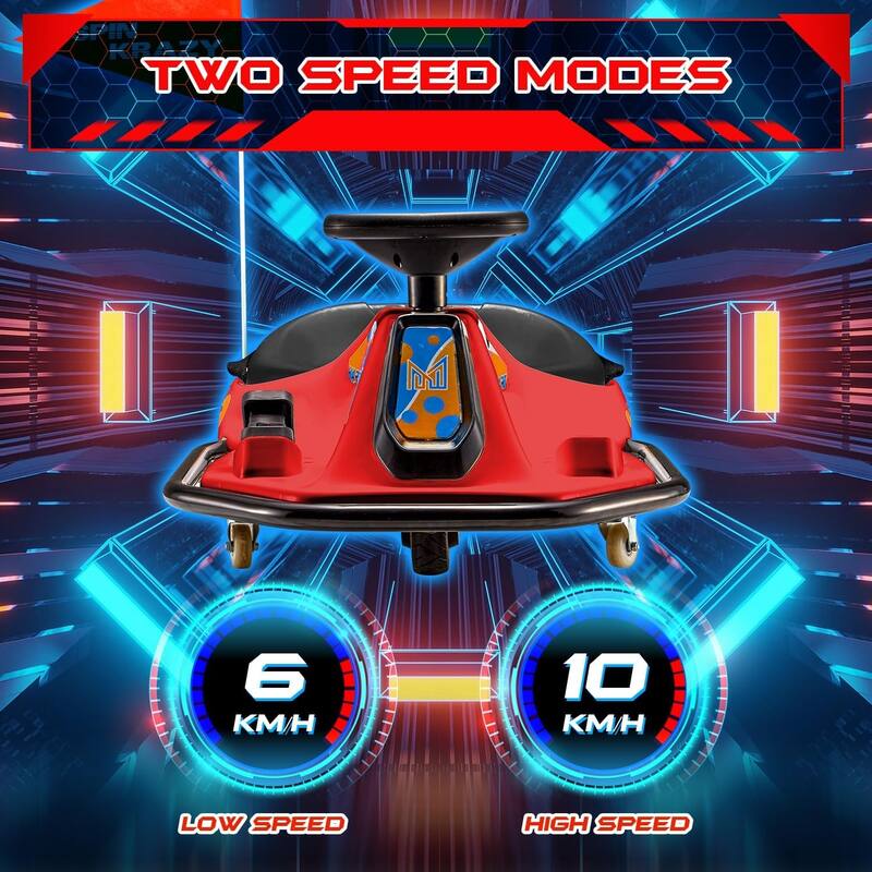 EROMMY Kids Electric Car with 360°Rotatable Universal Wheels, Kids Electric Toy Car with Acceleration Pedal, Music, Bluetooth