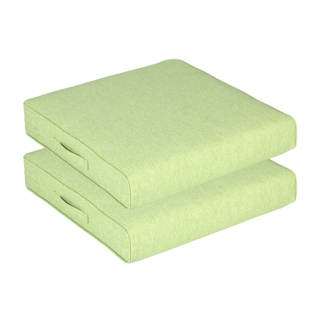 Aoodor Patio Chair Cushions Set of 2, Water Resistant Outdoor Seat Cushions with Handle and Ties, Square Corner Cushions