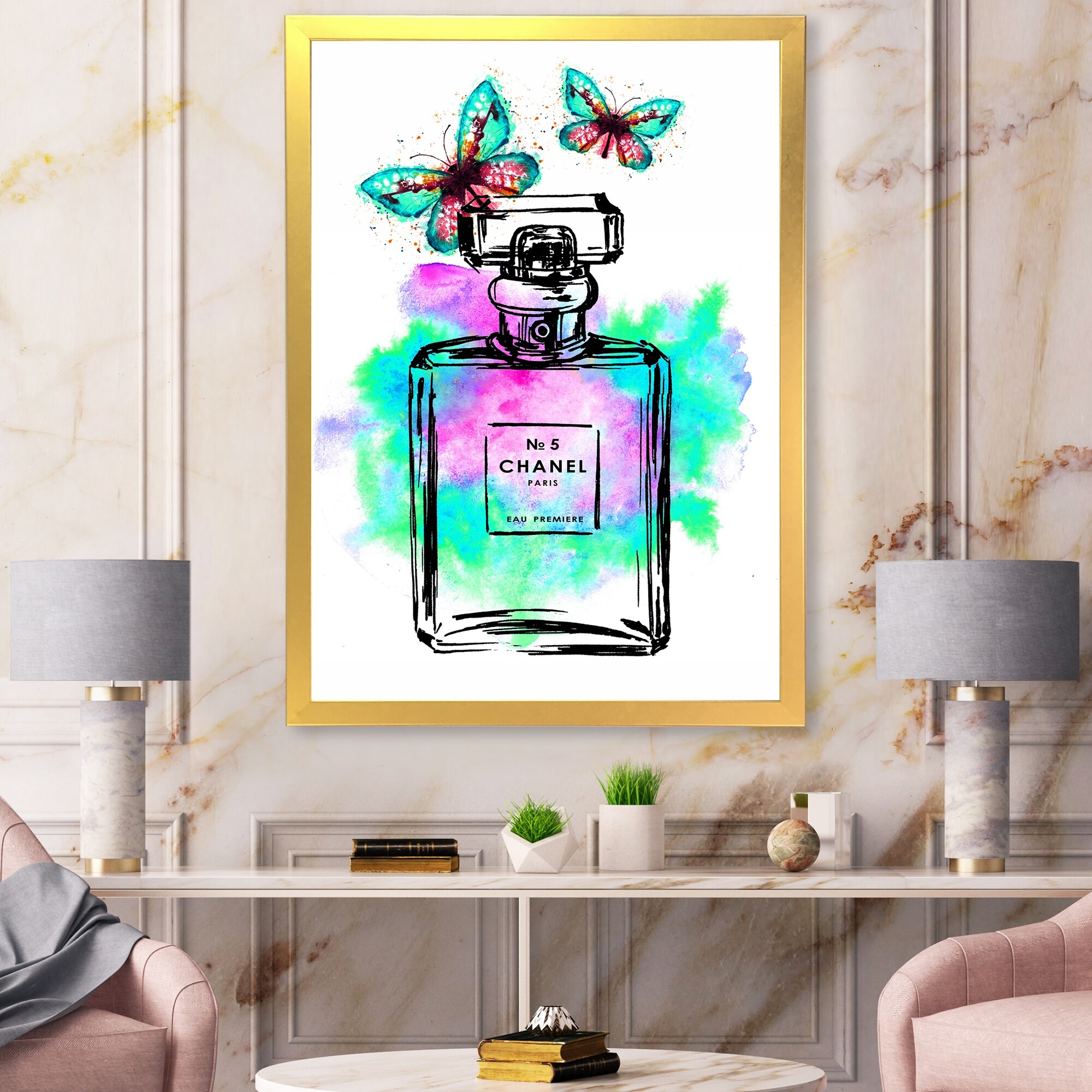 Designart Perfume Chanel Five III Modern Framed Art Print - Bed Bath &  Beyond - 35863888