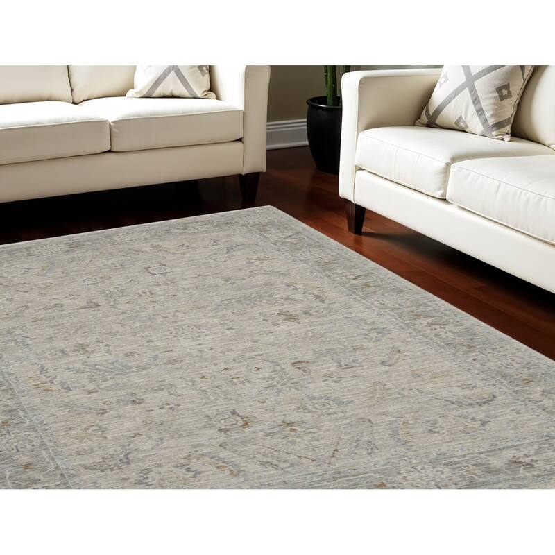 Power Loomed Floral Traditional Durable Area Rug - 124' X '94' X '0.5 - 124' X '94' X '0.5 - Oxford Blue - Rectangle
