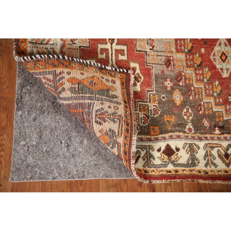 Geometric Shiraz Persian Vintage Area Rug Handmade Orange Wool Carpet - 5'0"x 8'9"