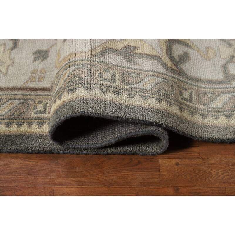 Gray Oushak Indian Area Rug Hand-Knotted Wool Carpet - 9'0"x 11'8"