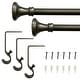 preview thumbnail 6 of 10, Lumi 5/8" Single Curtain Rod Set Pewter/ Matte Black- Trumpet finials 48"-84" - Pewter