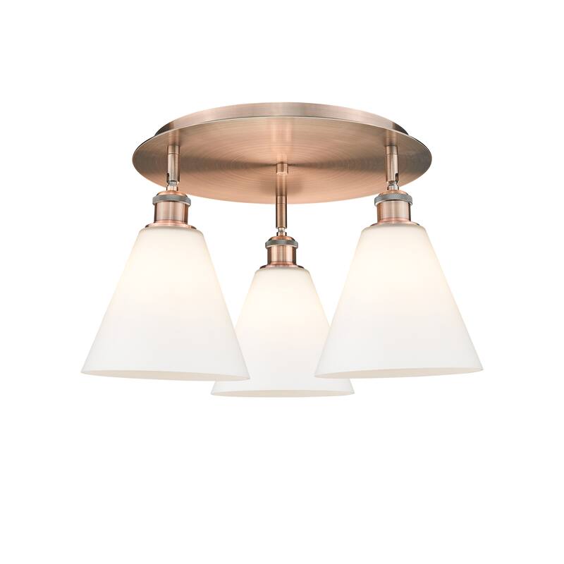 Innovations Lighting Berkshire - 3 Light 20" Flush Mount - Antique Copper/Matte White