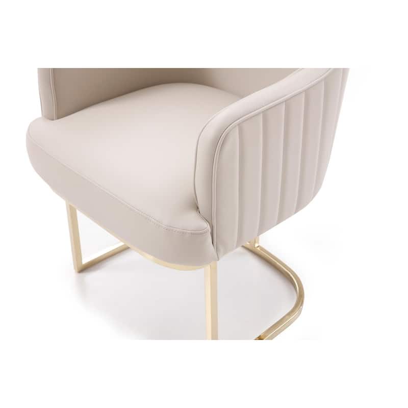 Modern Grey Upholstered Fabric Dining Armchair with Gold Metal Legs and Solid Back for Living Room - 36”H x 22”W x 26”D