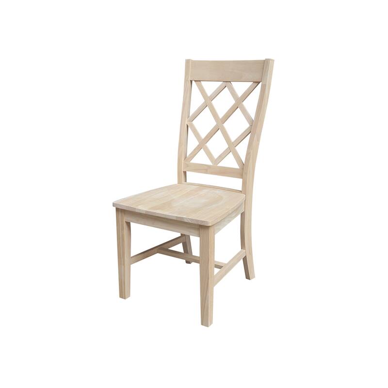 Set of Two Solid Wood Dining Chairs, Unfinished