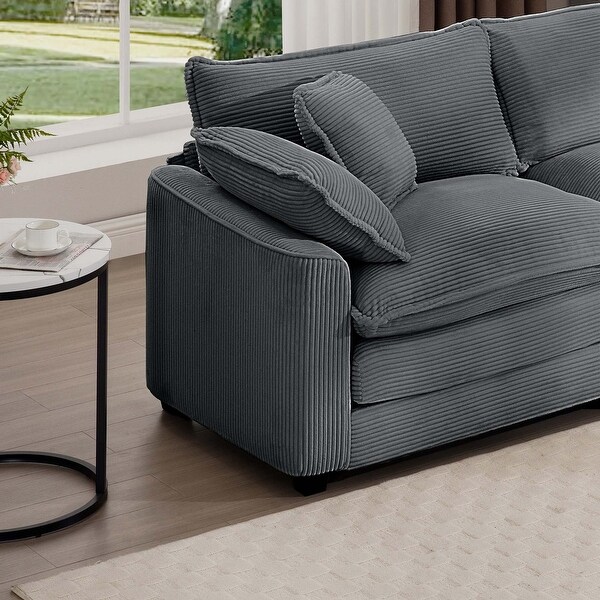 Corduroy Two Seater L Shaped Sofa with 1 Footrest Ottoman for Small Living Spaces Bed Bath Beyond 41443906