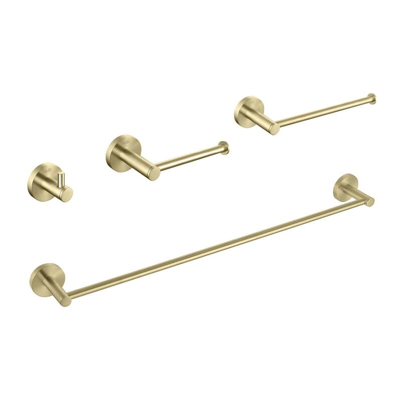 Circular 4-Piece Bathroom Hardware Set - Brush Gold