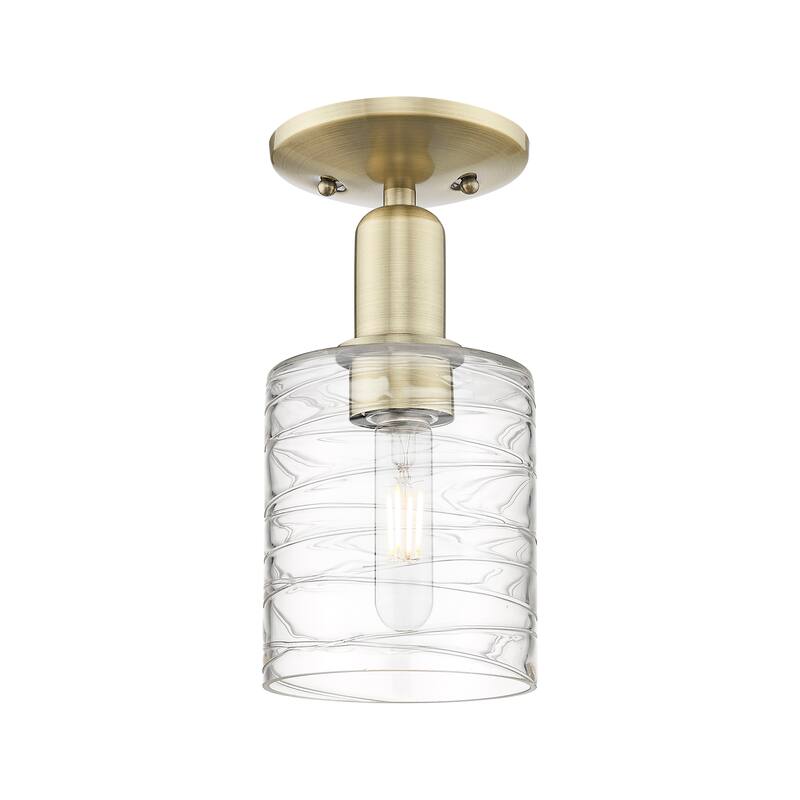 Innovations Lighting Endless Possibilities Arcadia - Cobbleskill - 1 Light 5" Semi-Flush Mount - Antique Brass/Deco Swirl