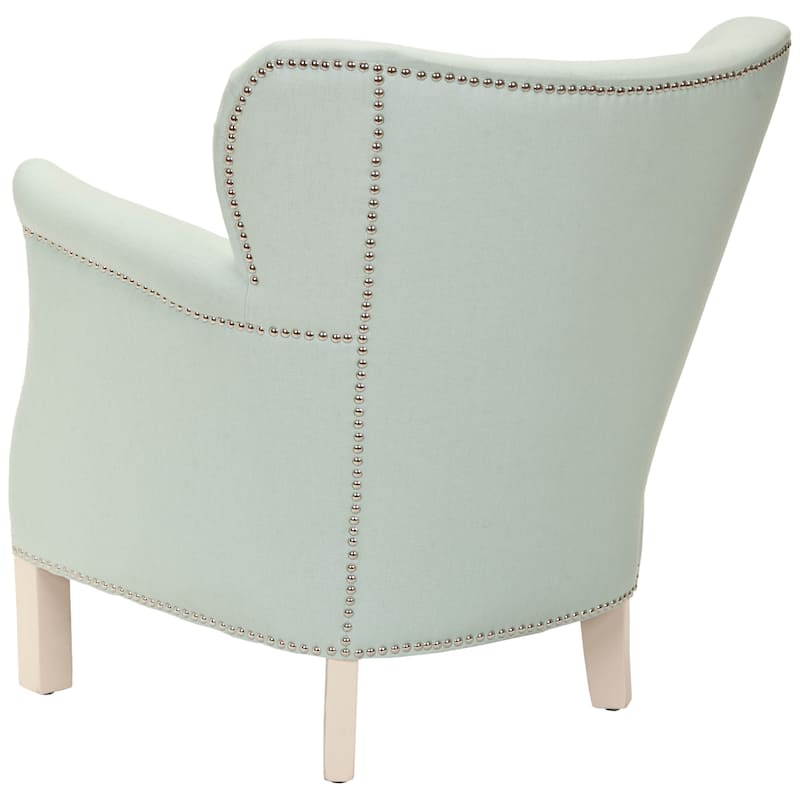 SAFAVIEH Corie Brown Club Chair - 26.6" x 28.9" x 29.3" - 27Wx29Dx29H - Robins Egg Blue