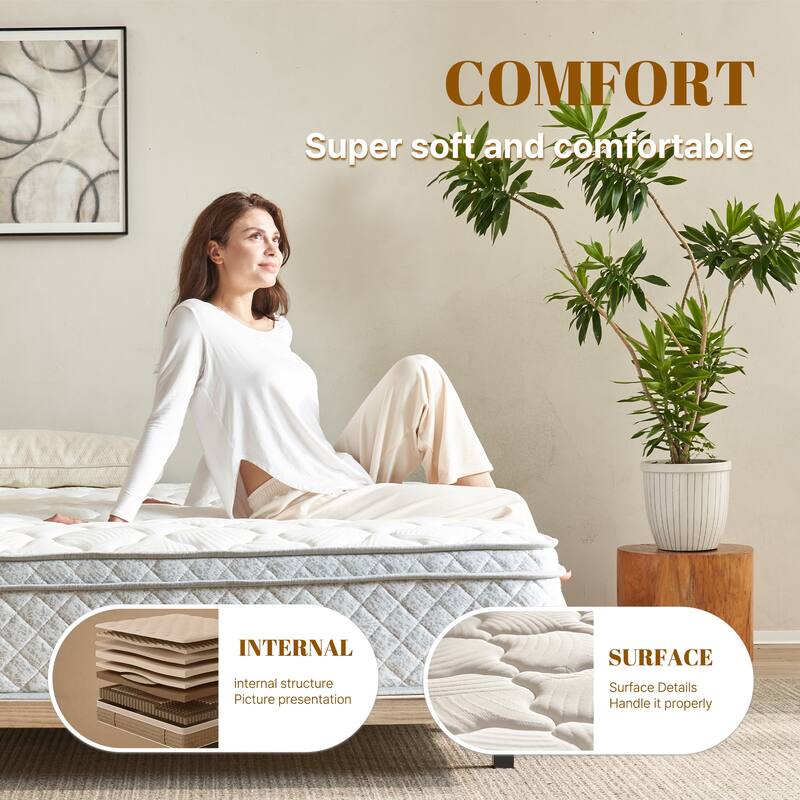 King Size Mattress,12 Inch Hybrid King Mattress in a Box with Memory Foam and Pocket Spring