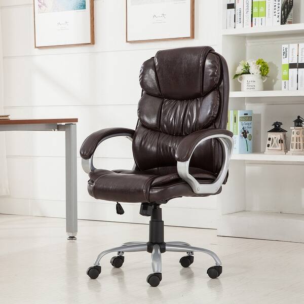 Shop Belleze Executive Office Chair Padded Armrest Desk Chair Mocha Standard On Sale Overstock 16262320