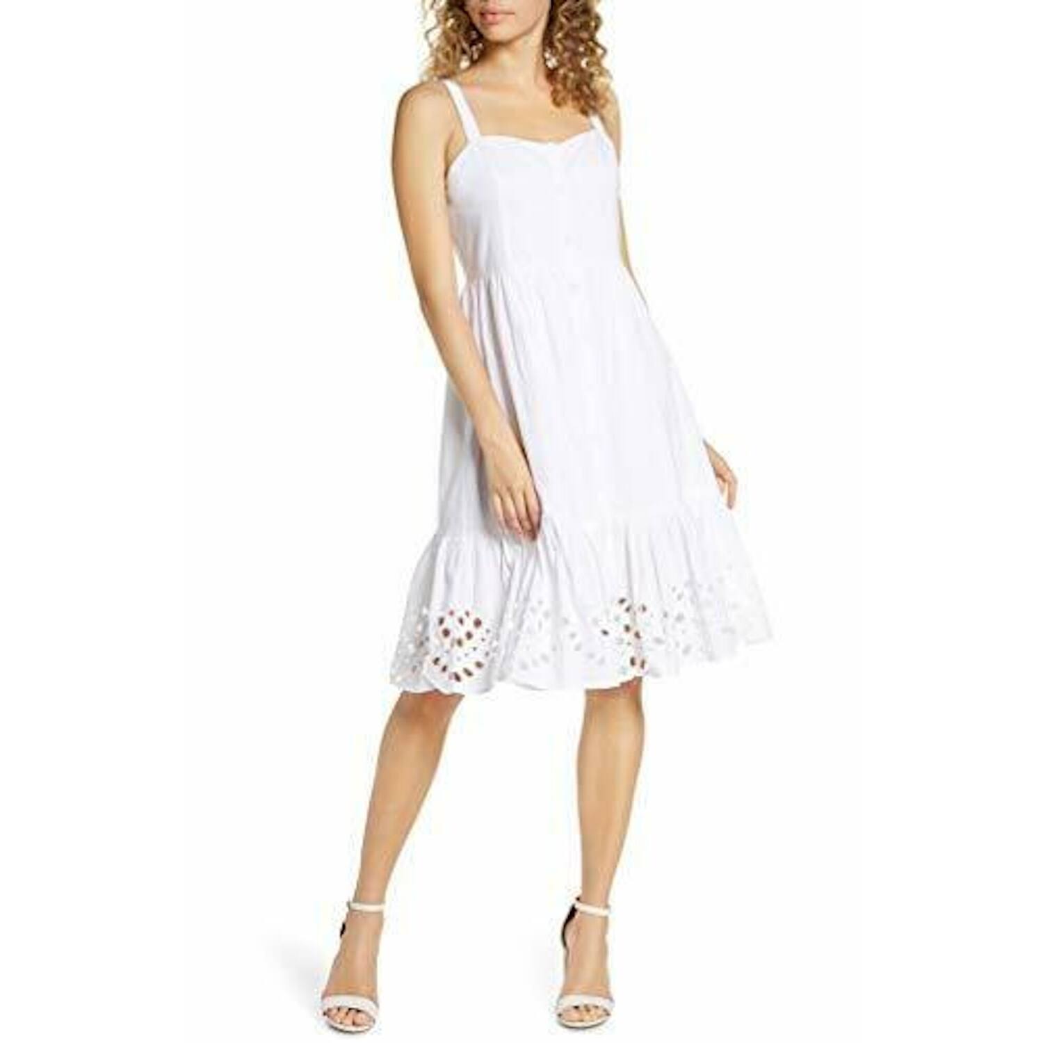 white spaghetti strap midi dress