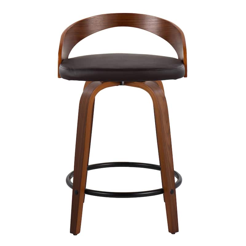 Carson Carrington Stavanger 24" Fixed-Height Counter Stool with Bent Wood Legs & Round Footrest (Set of 2)