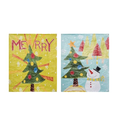 Transpac Paper Art Decor Set of 2 Christmas Home Decorations