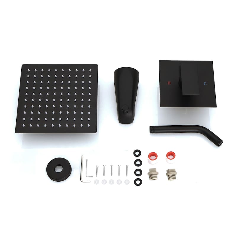 8-Inch Brushed Wall-Mounted Shower System with Rainfall Showerhead and Zinc Alloy Handle