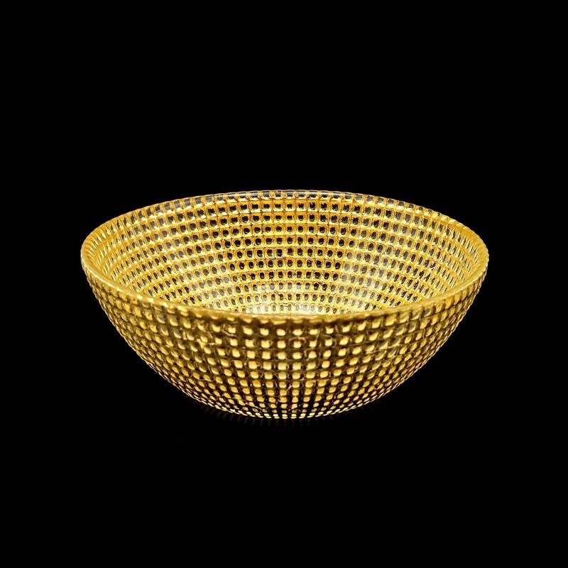 5 Inch Glass Bowls with Captivating Beaded Pattern Perfect for Both Casual and Formal Occasions - Set-1 - Gold
