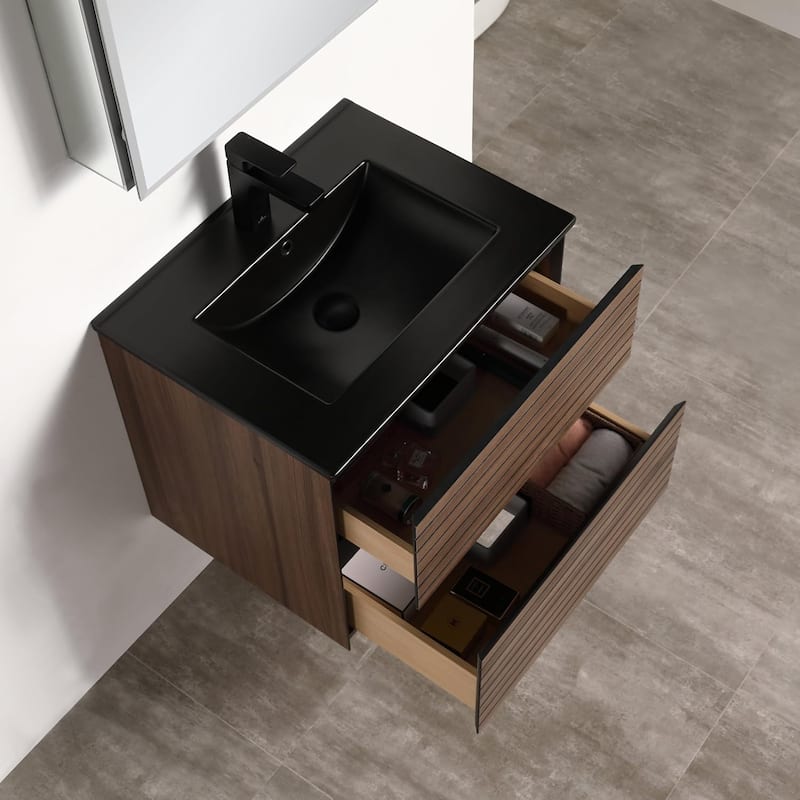 Blossom Annecy 24" Floating Bathroom Vanity with Black Ceramic Sink