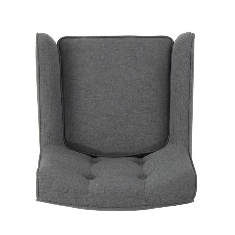 Charcoal Modern 25" Upholstered Button Tufted Arm Chair with Rubber Wood Legs for Living Room