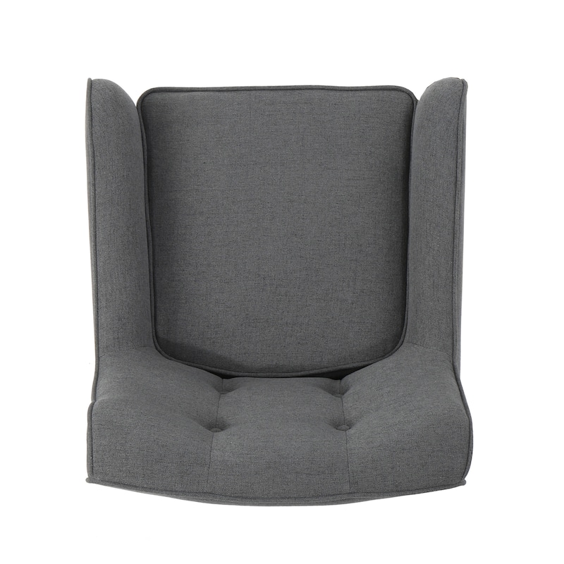 Roomfitters Upholstered Accent Armchair with Button Tufted Back and Wooden Legs, Modern Lounge Chair for Living Room or Bedroom