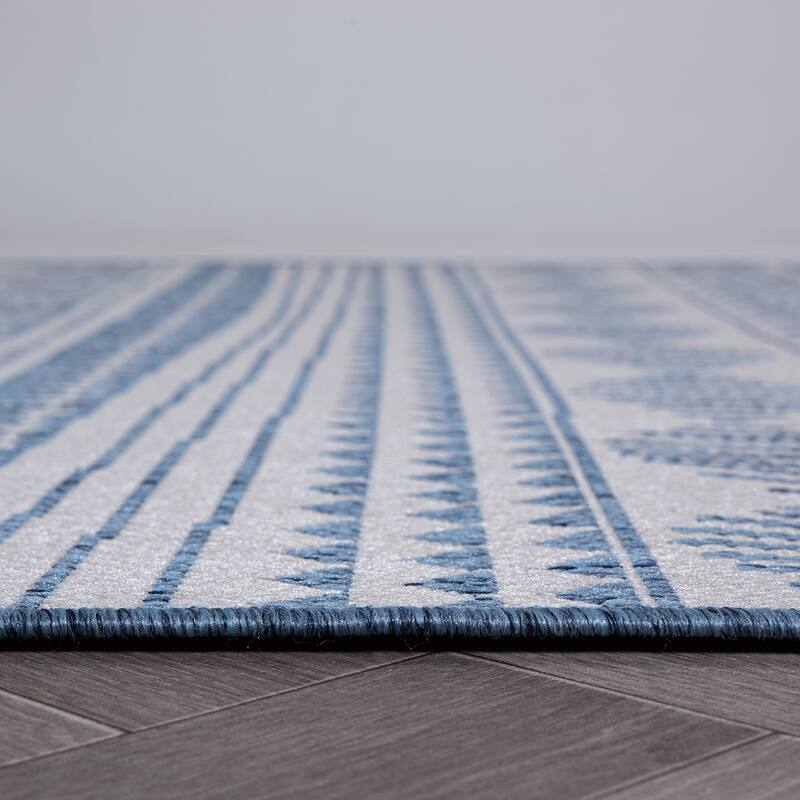 World Rug Gallery Contemporary Geometric Bohemian Textured Flat Weave Indoor/Outdoor Area Rug