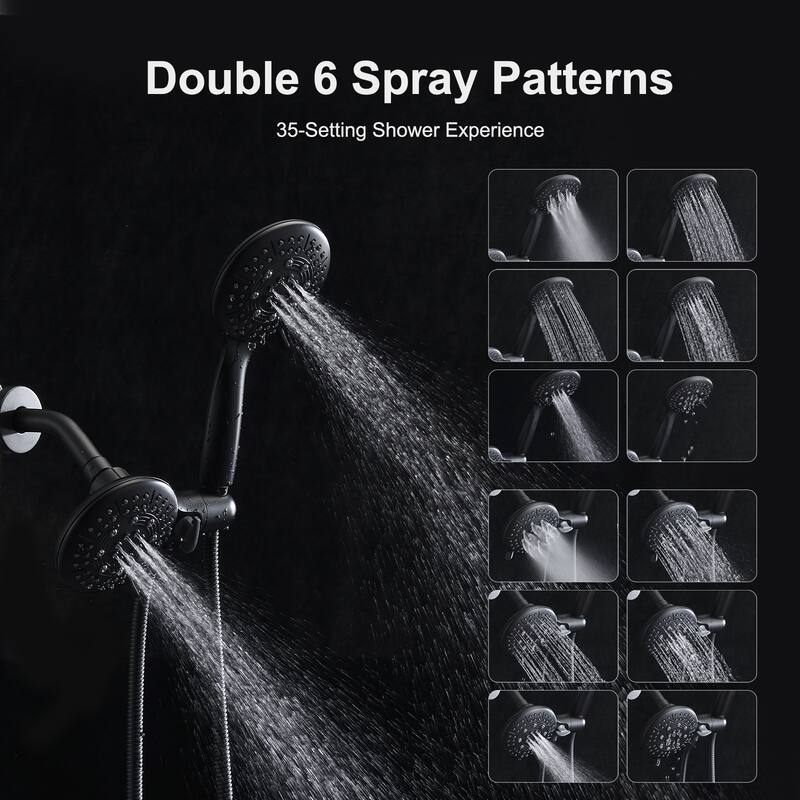 YASINU 6-Spray Round High Pressure Shower Faucet in Matte Black