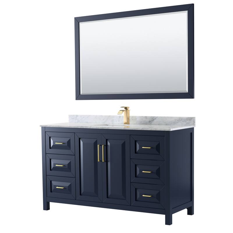 Wyndham Collection Daria 60" Free Standing Single Vanity Set with MDF - Dark Blue - Painted