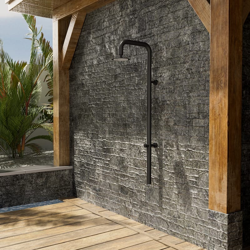 Modland Wall Mount Outdoor Shower Head with 316 Stainless Steel, 10-Grade Anti-Rust, Matte Black/Brushed Nickel
