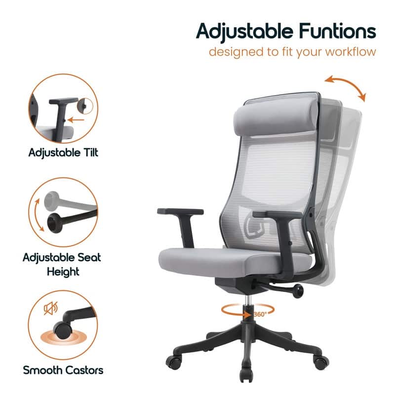 Dale Series Adjustable Swivel Mesh Back Office Desk Chair with Arms and Padded Seat for Home Office and Conference Room