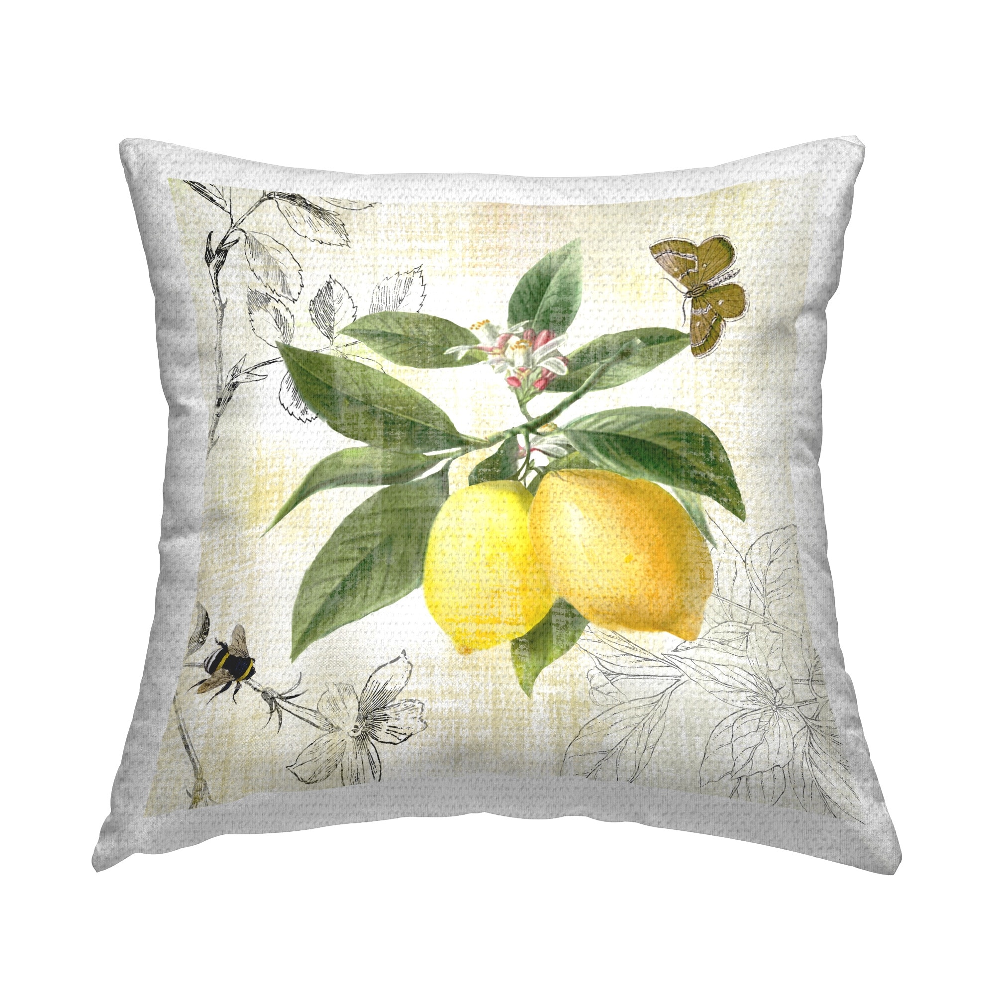 Stupell Vintage Lemons & Insects Printed Outdoor Throw Pillow Design by Nan