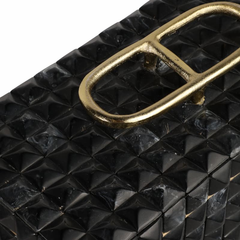 Decorative Box with Lid and Metal Handle - Set of 2, 14", 11", Gray - 14.0"