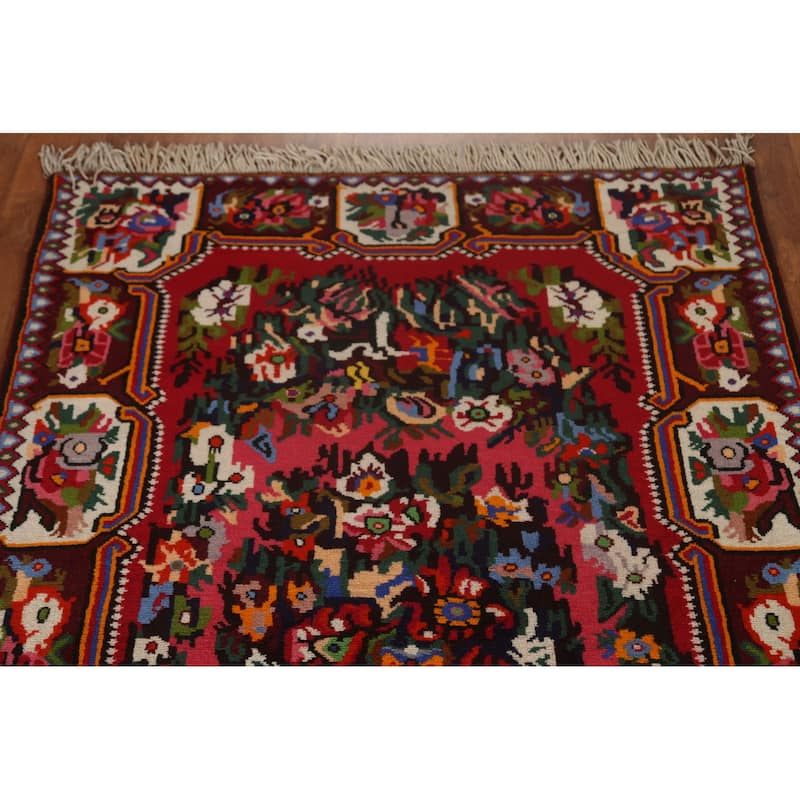 Hand Knotted Oriental 100% Wool Carpet Traditional Floral Pink Bakhtiari Area Rug - 5' 3'' X 3' 7''