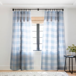 1-piece Sheer Gingham Pattern Blue Made-to-Order Curtain Panel - Bed ...