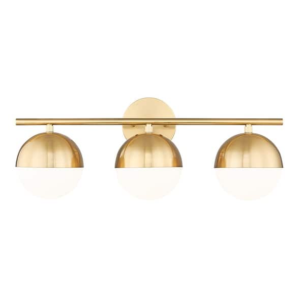 slide 2 of 8, Z-Lite 7517-3V Realm Sphere 3 Light 24" Wide Vanity Light Modern Gold
