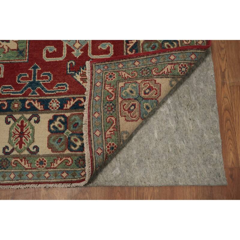 Hand Knotted Oriental 100% Wool Carpet Traditional Geometric Red Kazak Area Rug - 6' 10'' X 4' 11''