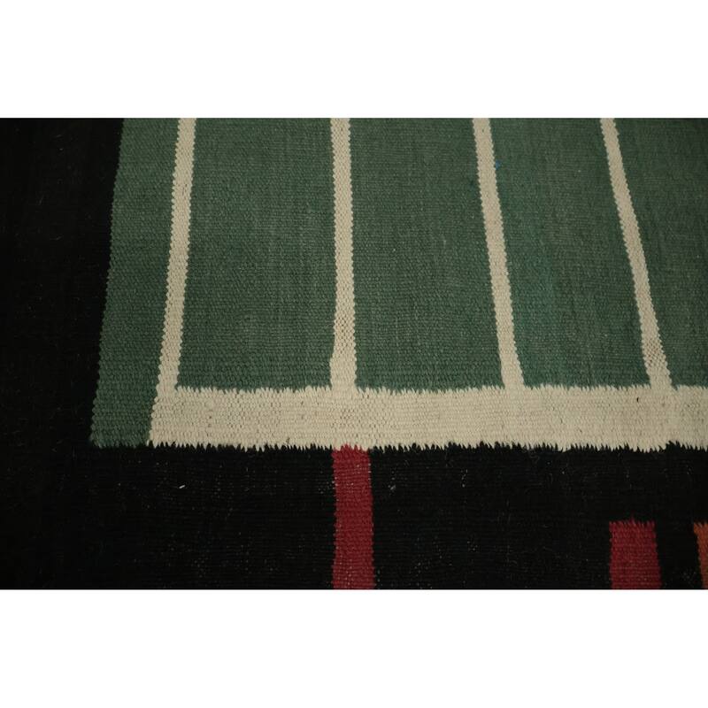 Hand Woven Oriental 100% Wool Carpet Southwestern Modern Yellow & Gold Kilim Area Rug - 11' 11'' X 8' 10''