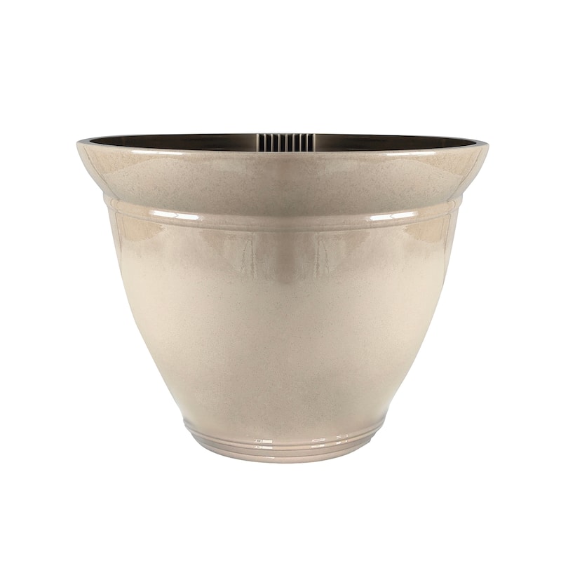 Southern Patio Kittredge Resin 17.5-inch Planter with Wheels - Beige