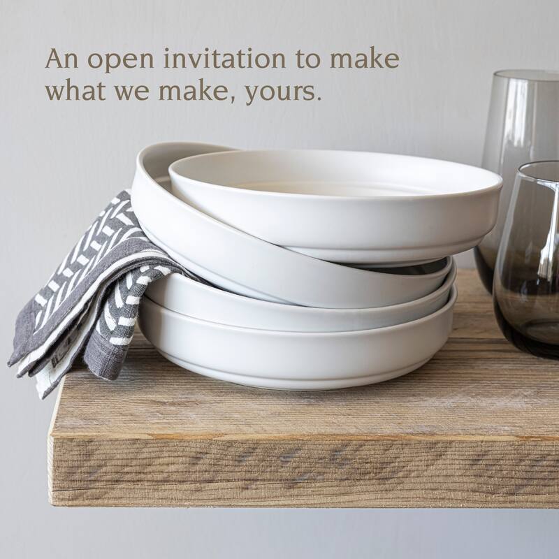 over&back Rimmed Semi-Matte Stoneware Dinner Bowls - 32oz