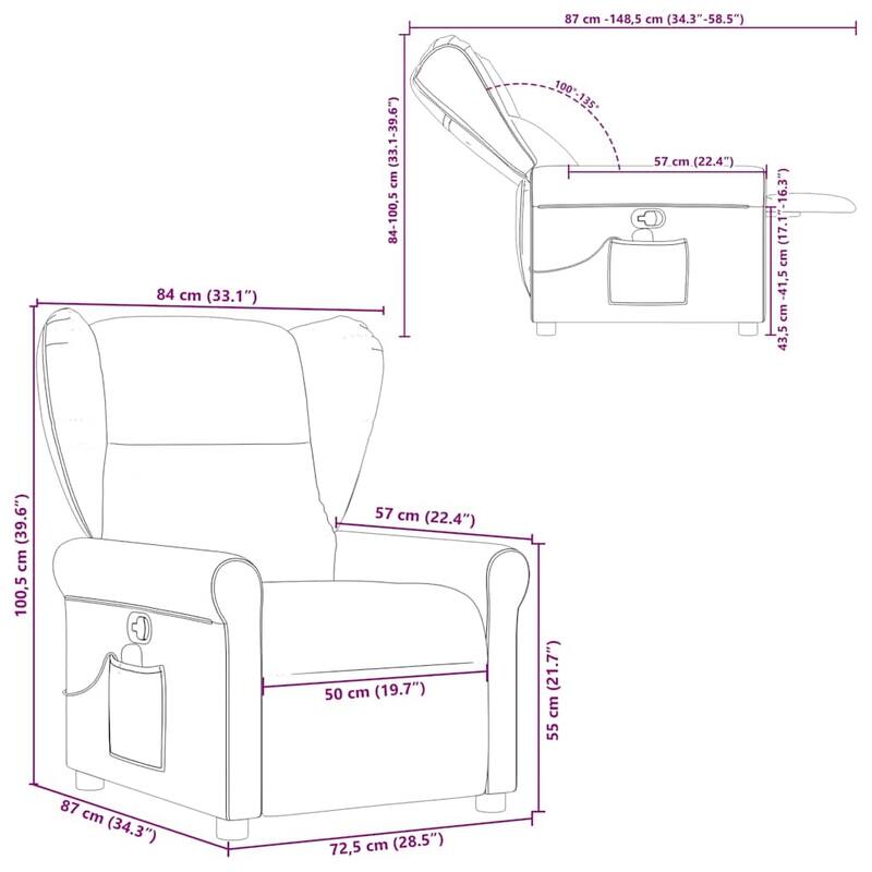 vidaXL Massage Recliner Chair Dark Grey Fabric
