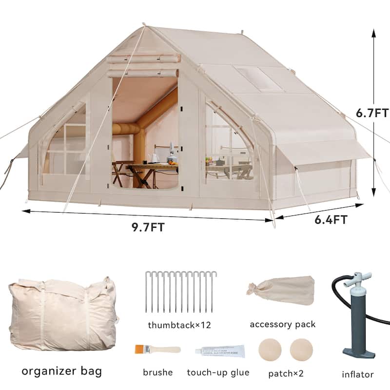Extra Large Inflatable Camping Tent Waterproof Blow Up House Tents with Pump and Explosion Proof Valve for 2/4/6 People