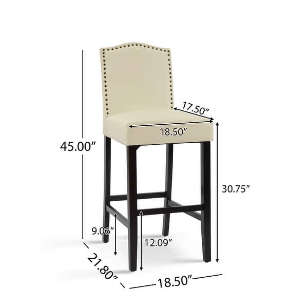 dimension image slide 2 of 4, Logan Bonded Leather Backed Barstool (Set of 2) by Christopher Knight Home