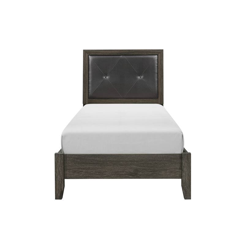 Contemporary Bedroom 3pc Set Bed and Two Nightstands Dark Gray Finish