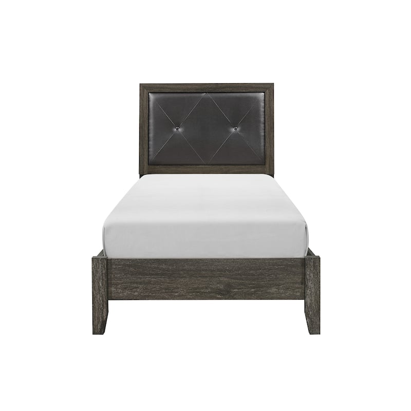 Contemporary Bedroom Set 3pc Bed Nightstand Chest Dark Gray Finish