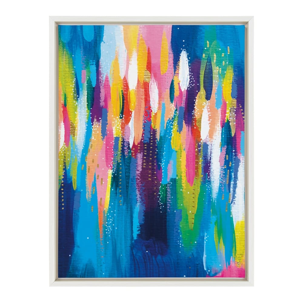 Kate and Laurel Sylvie EV Bright Brush Strokes 033 Framed Canvas by Ettavee