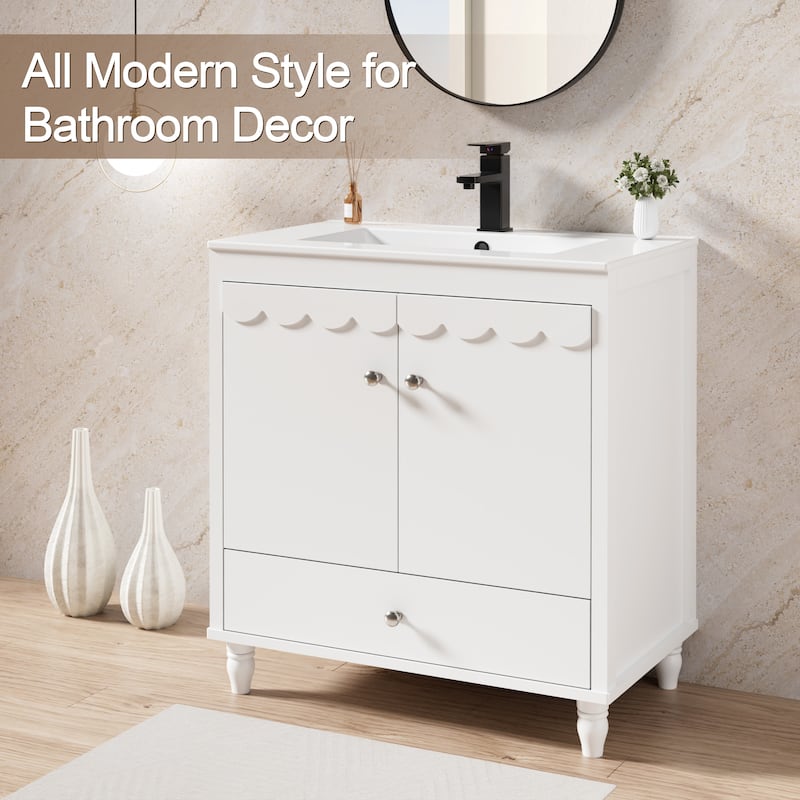 Lace Trim Freestanding Bathroom Vanity Set - Perfect for Bathrooms